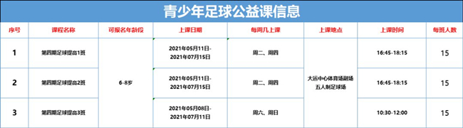 2021深圳龙岗青少年足球班公益培训课程表